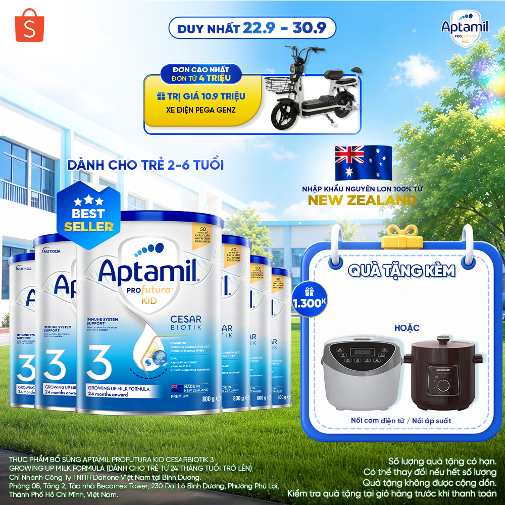 [MUA KÈM DEAL SỐC] CB6 Sữa bột Aptamil Kid Cesarbiotik New Zealand số 3 - Synbiotic đặc chế