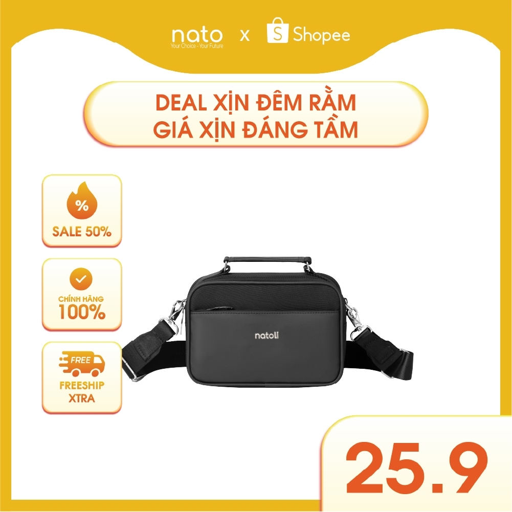 Túi đeo chéo nam Natoli nhiều ngăn nhỏ gọn đi học, đi làm CLASSIC CROSSBAG T8