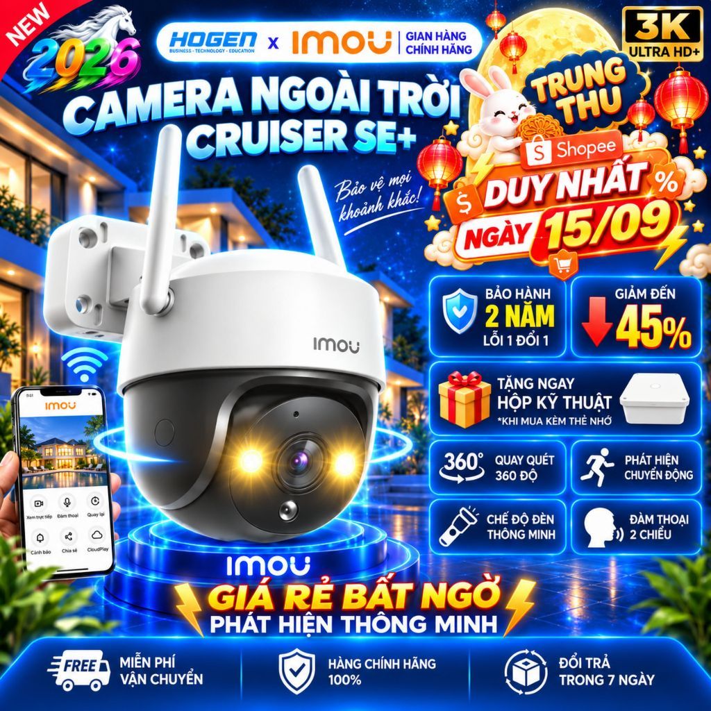 Camera Wifi Ngoài Trời IMOU Cruiser SE+ 2K/3K – Full Color, Quay Quét 360°, Còi Hú Đèn Chớp, BH 24TH