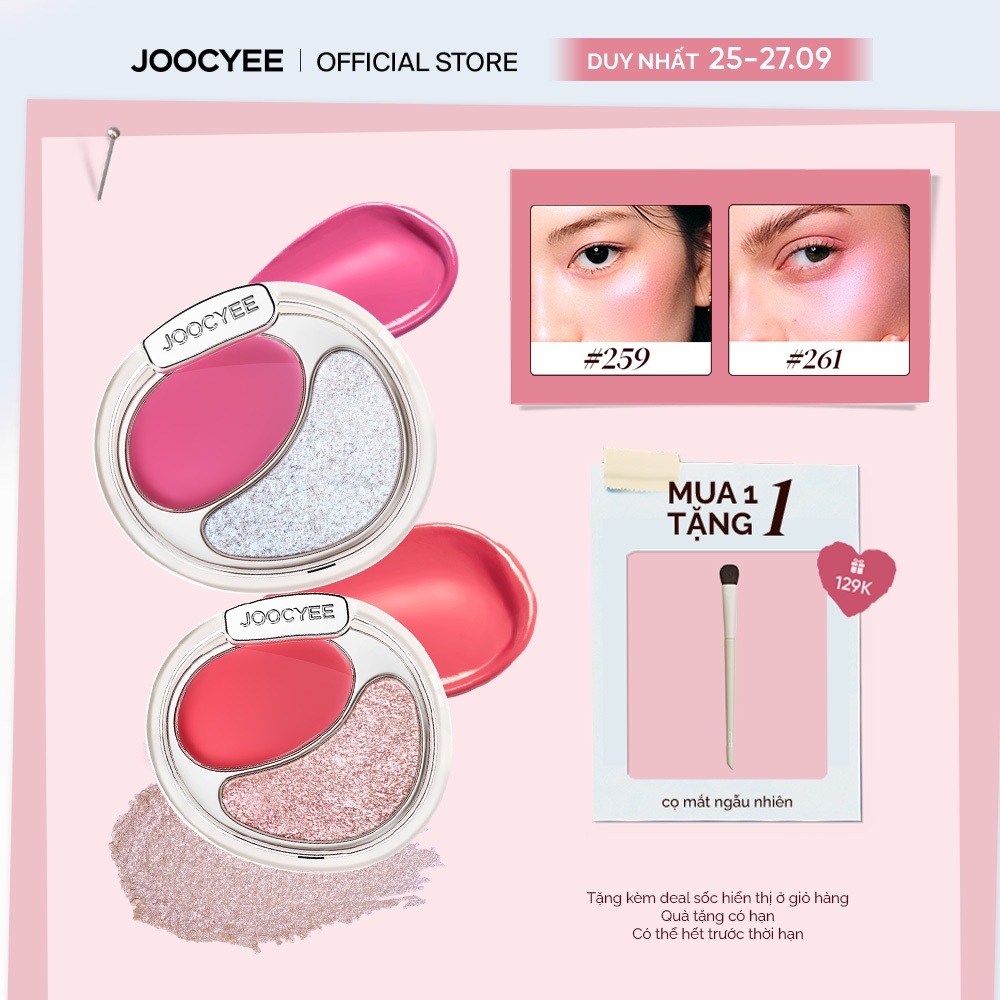 [NEW] Kem má hồng 2 màu JOOCYEE Cream Blush & Highlighting Duo mịn mướt dễ tán bắt sáng