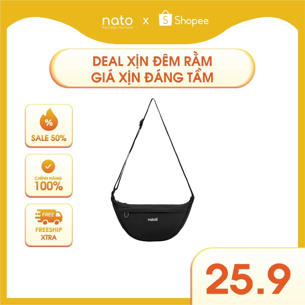 Túi đeo chéo nữ hình bán nguyệt Natoli nhiều ngăn chống nước dễ thương Soft Touch Crossbag T26
