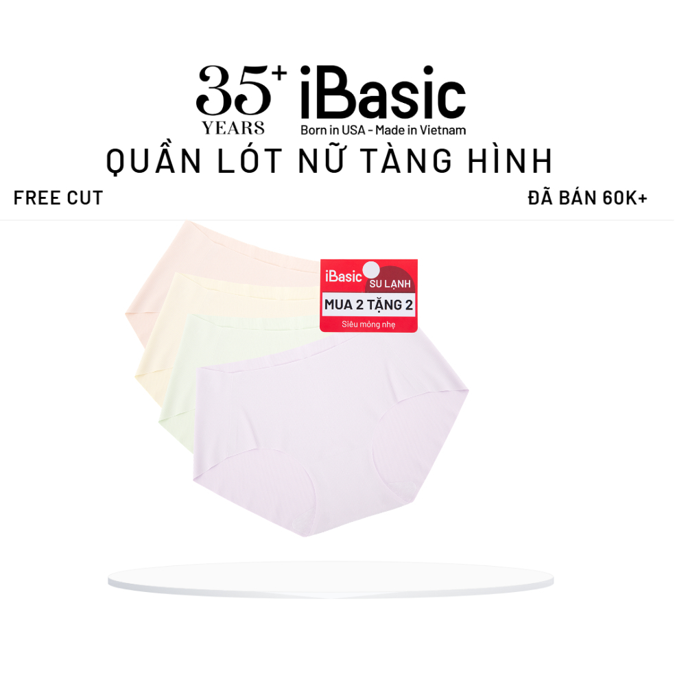 [MUA 2 TẶNG 2] Combo pack 4 quần lót su nữ siêu mỏng không lộ viền đáy kháng khuẩn iBasic PA4PANW157