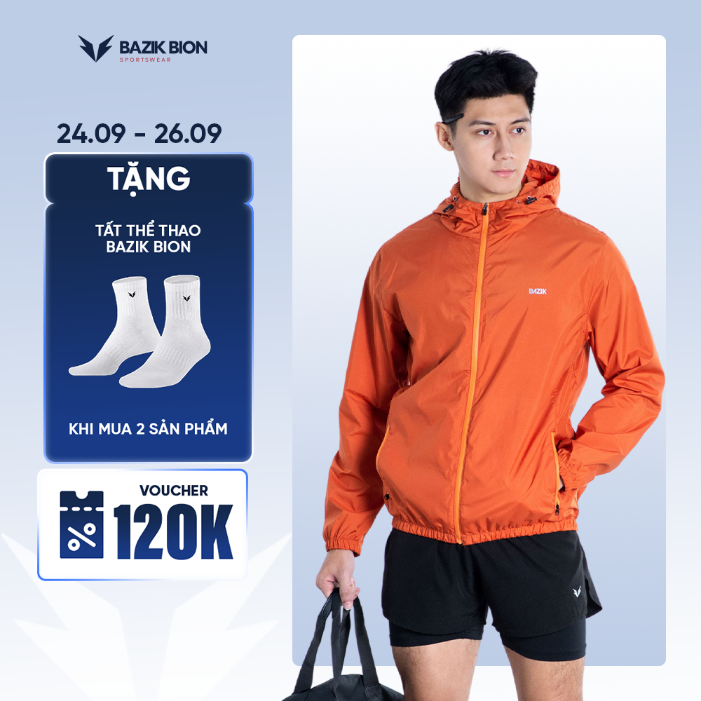 Áo Khoác Gió Chống Nắng Trượt Nước 1 Lớp BAZIK TechDry Thể Thao SIÊU NHẸ, Thoải Mái Vận Động, Đi Làm, Đi Chơi - A32