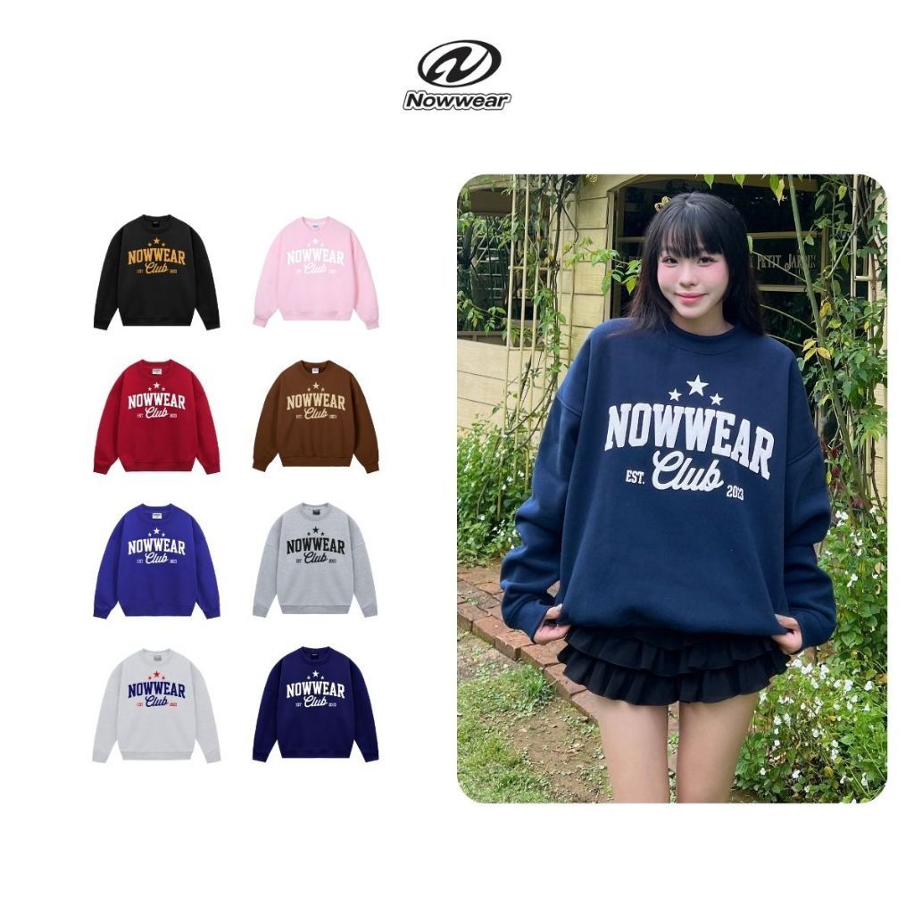 Áo Nỉ Sweater In Phồng Nowwear Tay Phồng Form Boxy Chất Nỉ Bông Dày Dặn Nam Nữ Unisex Ver 5