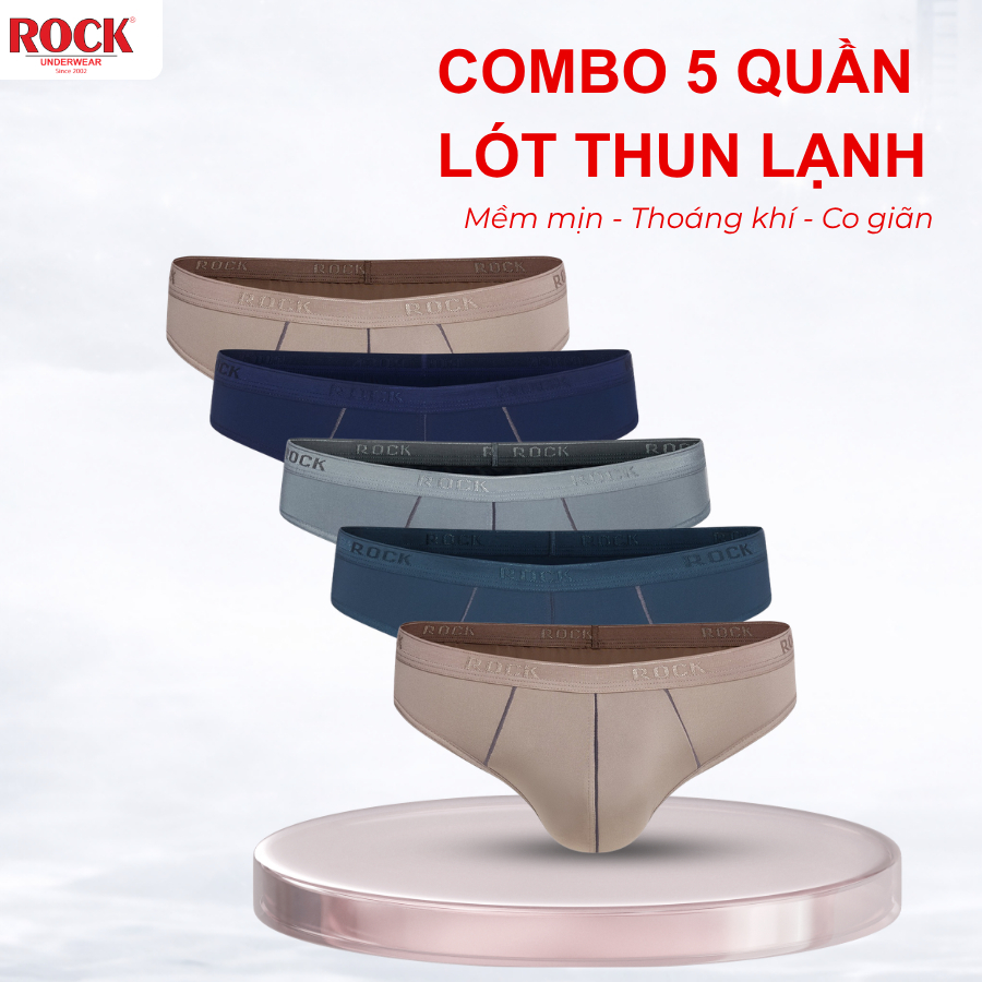 [Combo 5] Quần Lót Nam ROCK QA546 Cao Cấp Thun Lạnh Thoáng Khí, Quần Sịp Nam Ôm Sát Thoái Mái Vận Động
