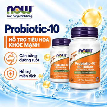 Viên uống men vi sinh Probiotic-10 Now của Mỹ, giúp cân bằng đường ruột, hỗ trợ tiêu hóa