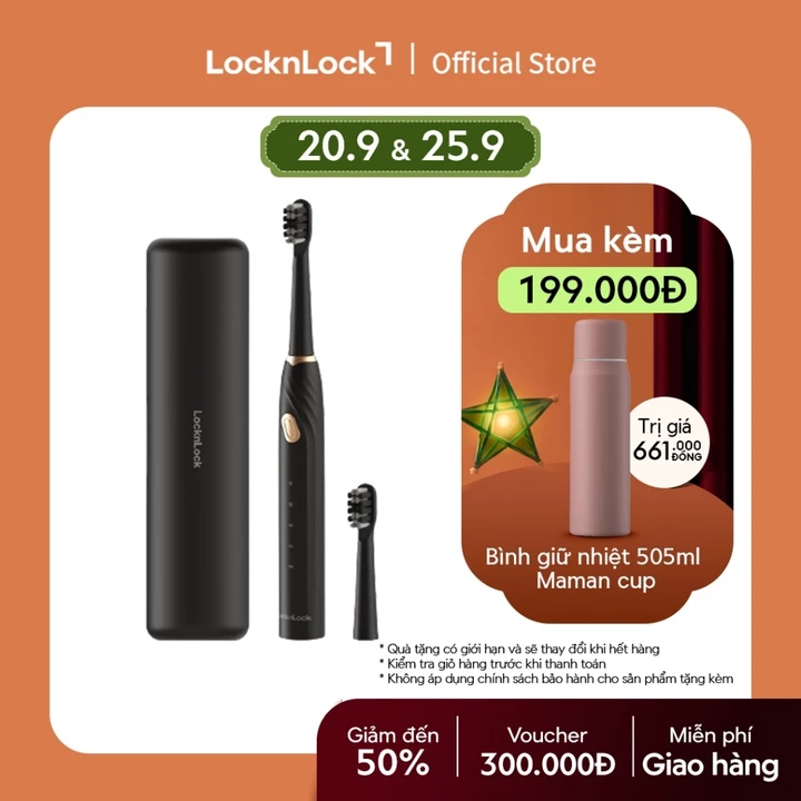 Bàn chải điện Lock&Lock Sonic Electric Toothbrush 35,000 VPM 5 chế độ ENR321BLK