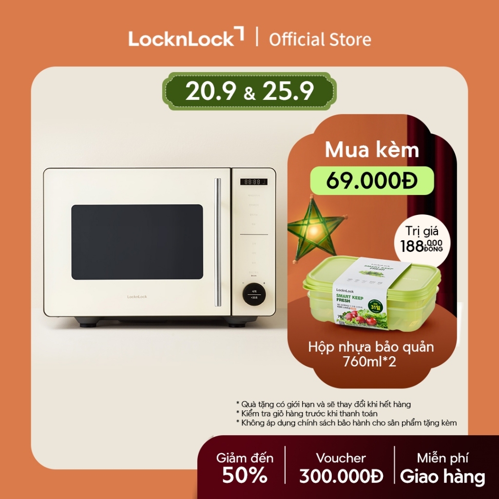Lò chiên không dầu kết hợp lò vi sóng Locknlock Rangefryer EJF294IVY
