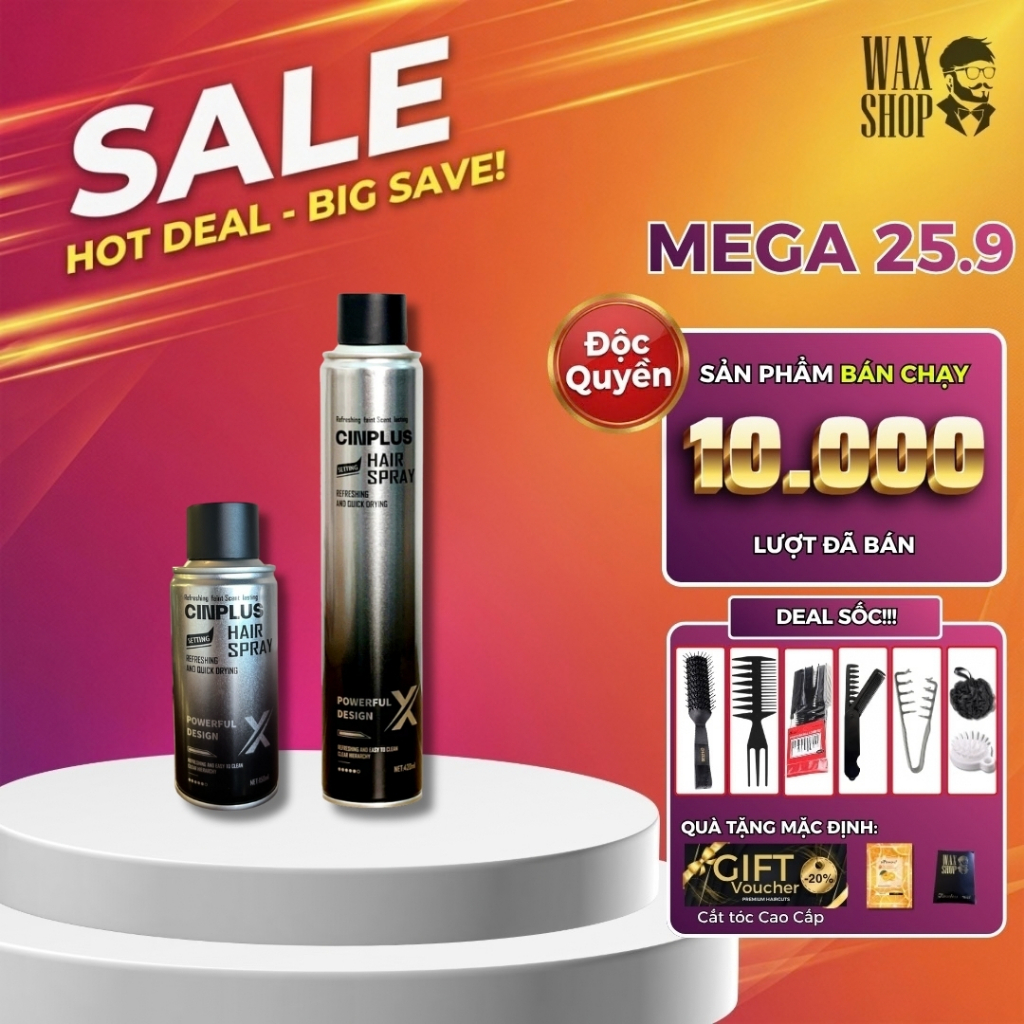 Gôm tạo kiểu tóc Cinplus Hair Spray X 420ml chính hãng, giữ nếp tóc, tạo kiểu chỉ 3s - CINPLUS