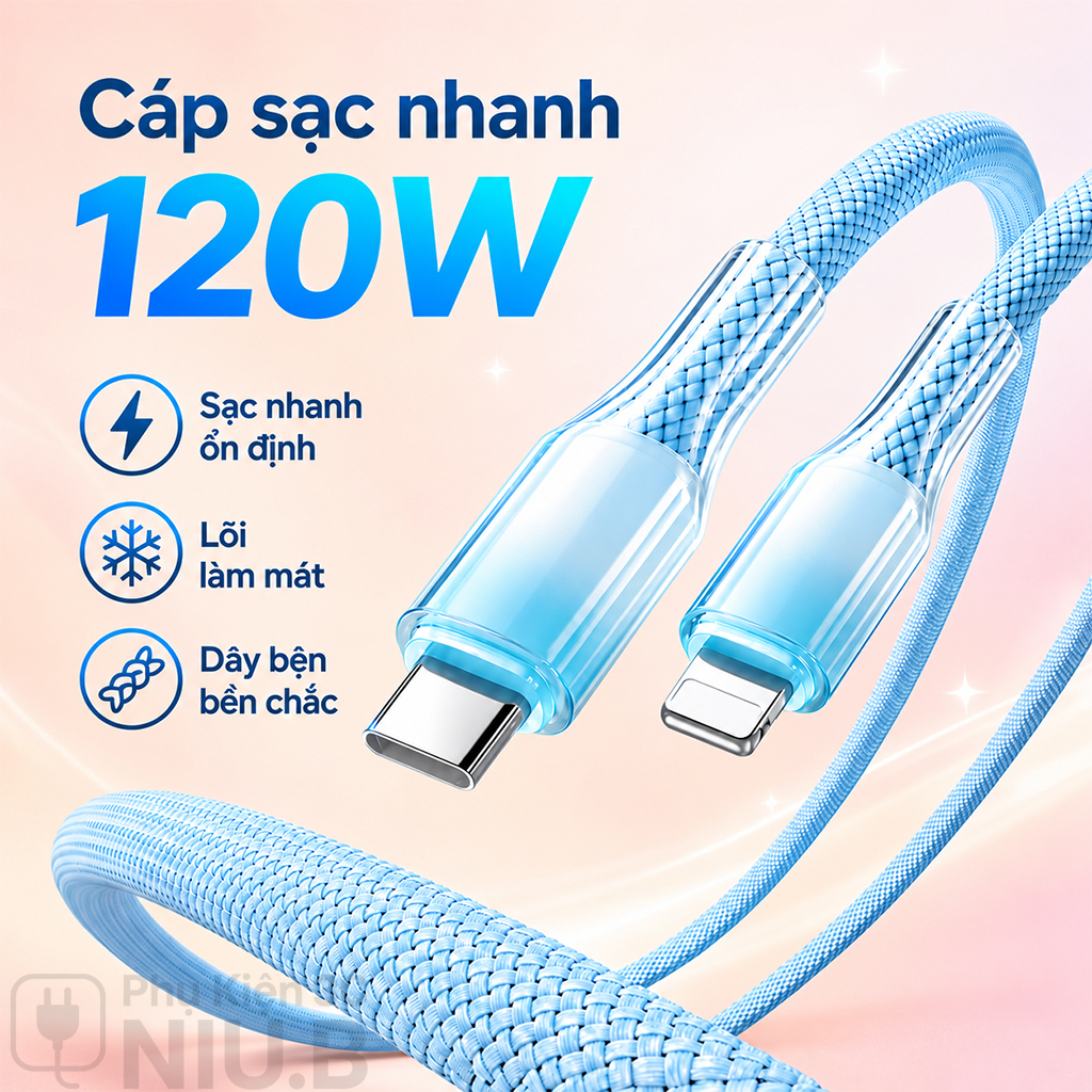 Cáp sạc nhanh 120W Type-C iPhone cho điện thoại máy tính bảng Samsung Xiaomi OPPO Vivo iPhone 18 17 16 15 14 13 12 11