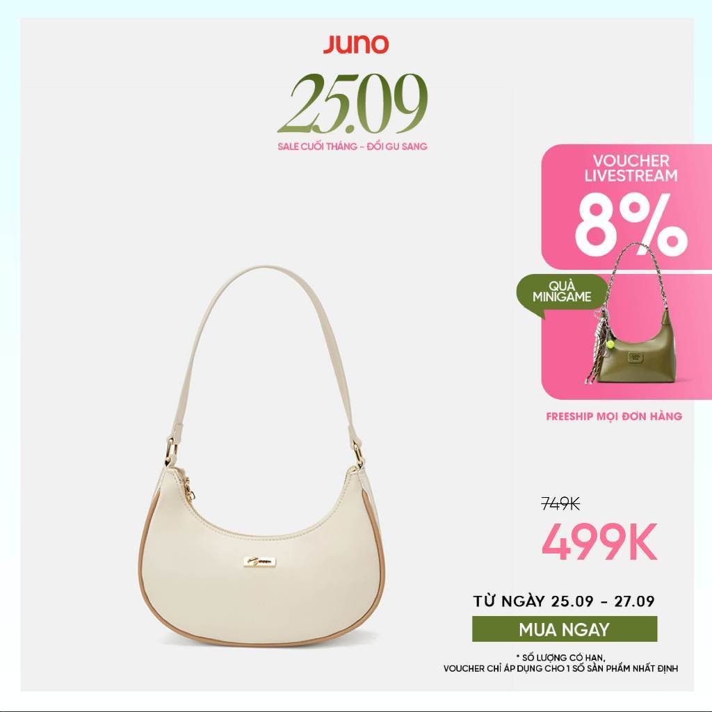 Túi Xách Nữ Thời Trang JUNO Cỡ Nhỏ Hobo Đeo Vai Logo Handwriting TXN818