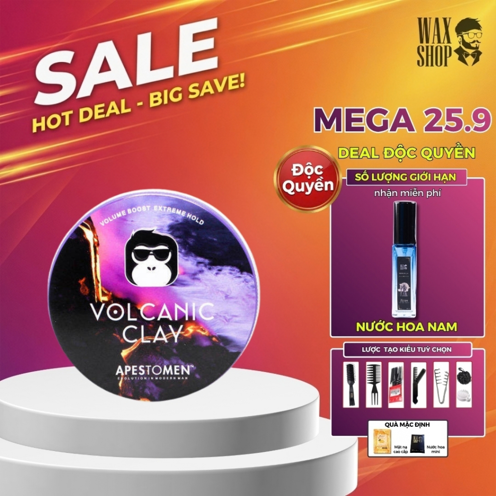 [TOP 1 BÁN CHẠY] Sáp vuốt tóc nam Volcanic Clay Apestomen chính hãng gel, wax giữ nếp tóc
