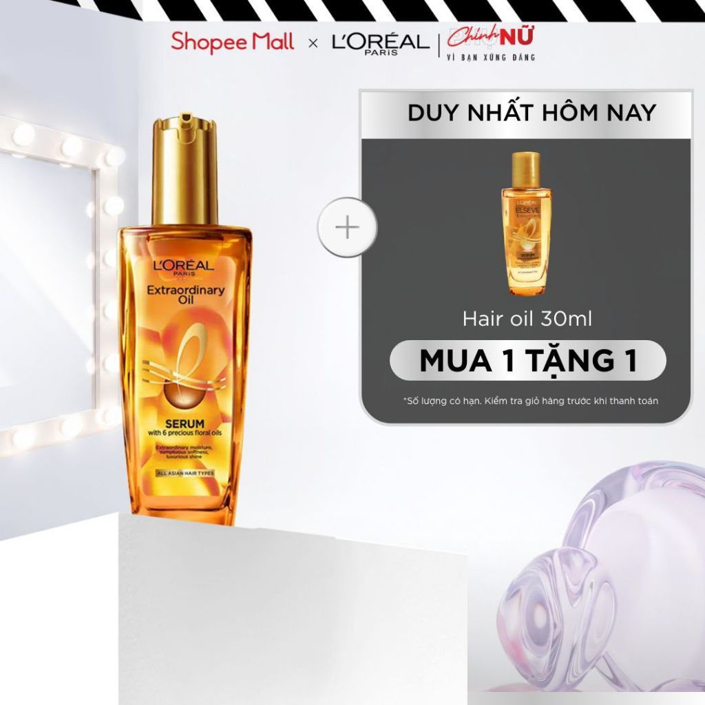 Dầu dưỡng tóc chiết xuất tinh dầu hoa tự nhiên L'Oreal Paris Elseve Extraordinary Oil Ultra Nourishing 100ml