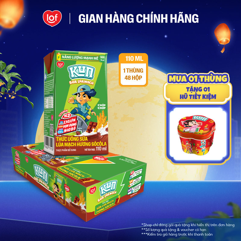 Sữa lúa mạch KUN vị socola thùng 48 hộp x 110ml