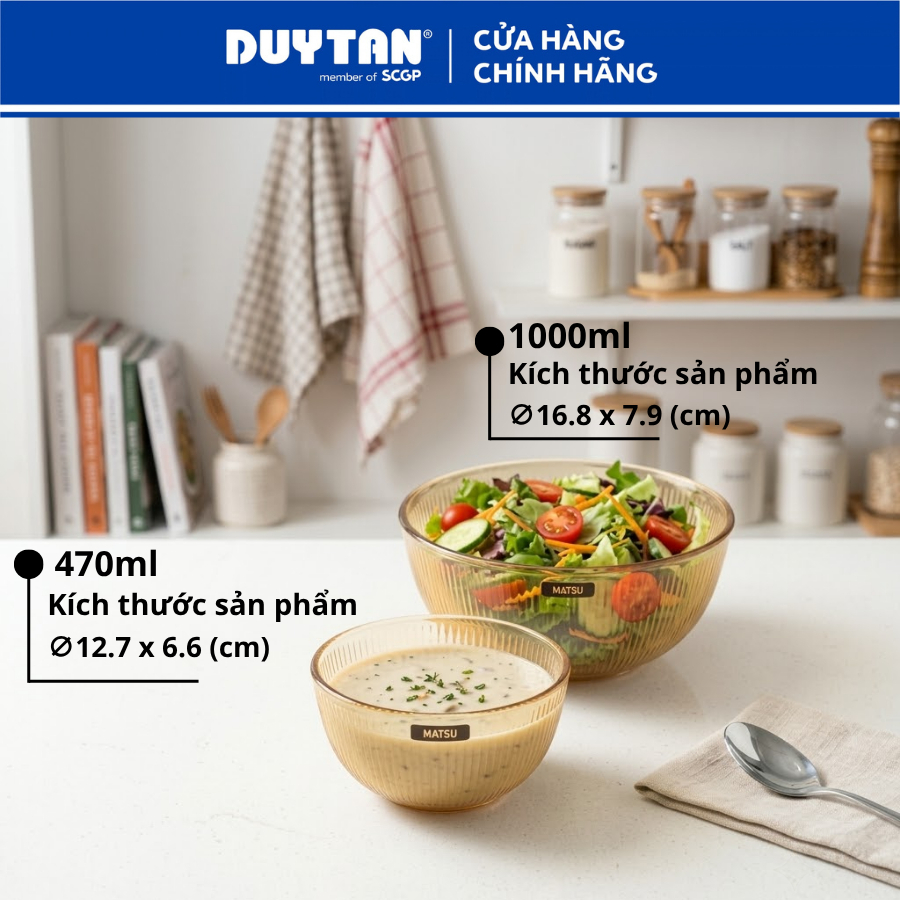 Tô - Chén Thủy Tinh Cao Cấp MATSU 470ml - 1000ml Chất Liệu Thủy Tinh HBSG, An Toàn Sức Khỏe, Thiết Kế Sang Trọng