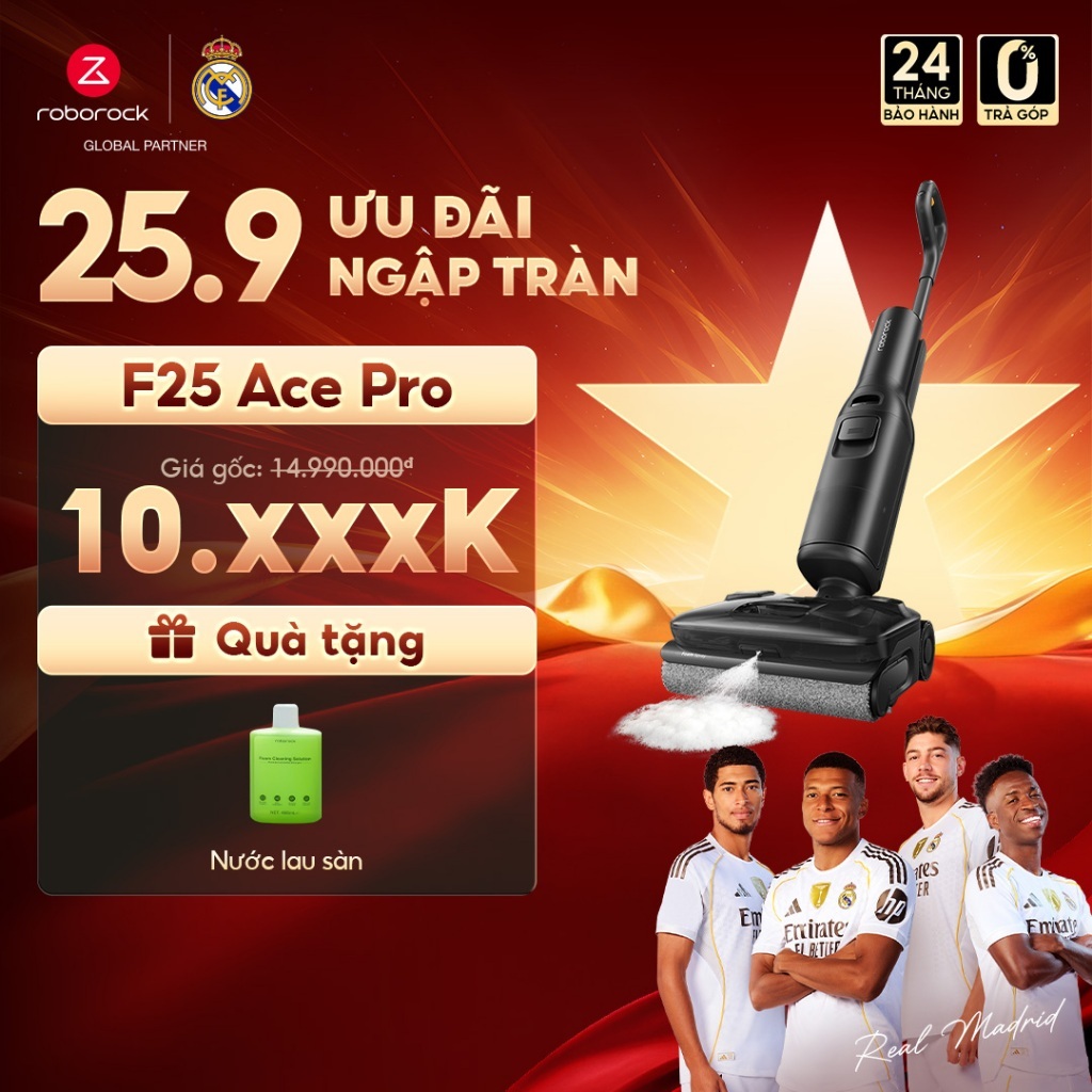 Roborock F25 Ace Pro máy hút bụi lau nhà tạo bọt | Lực hút 25.000pa | Tự động giặt sấy | Bảo hành 2 năm