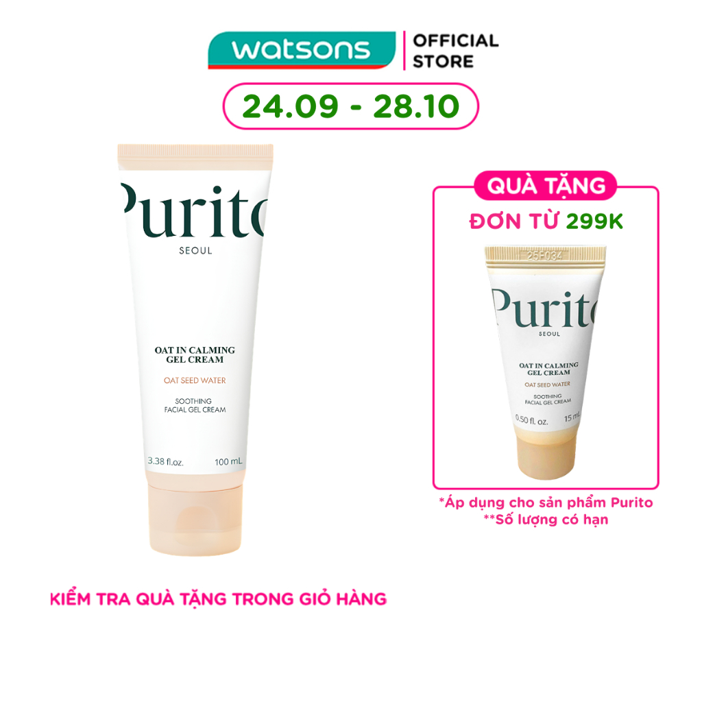 Kem Dưỡng Da Yến Mạch Purito Oat in Calming Gel Cream 100ml