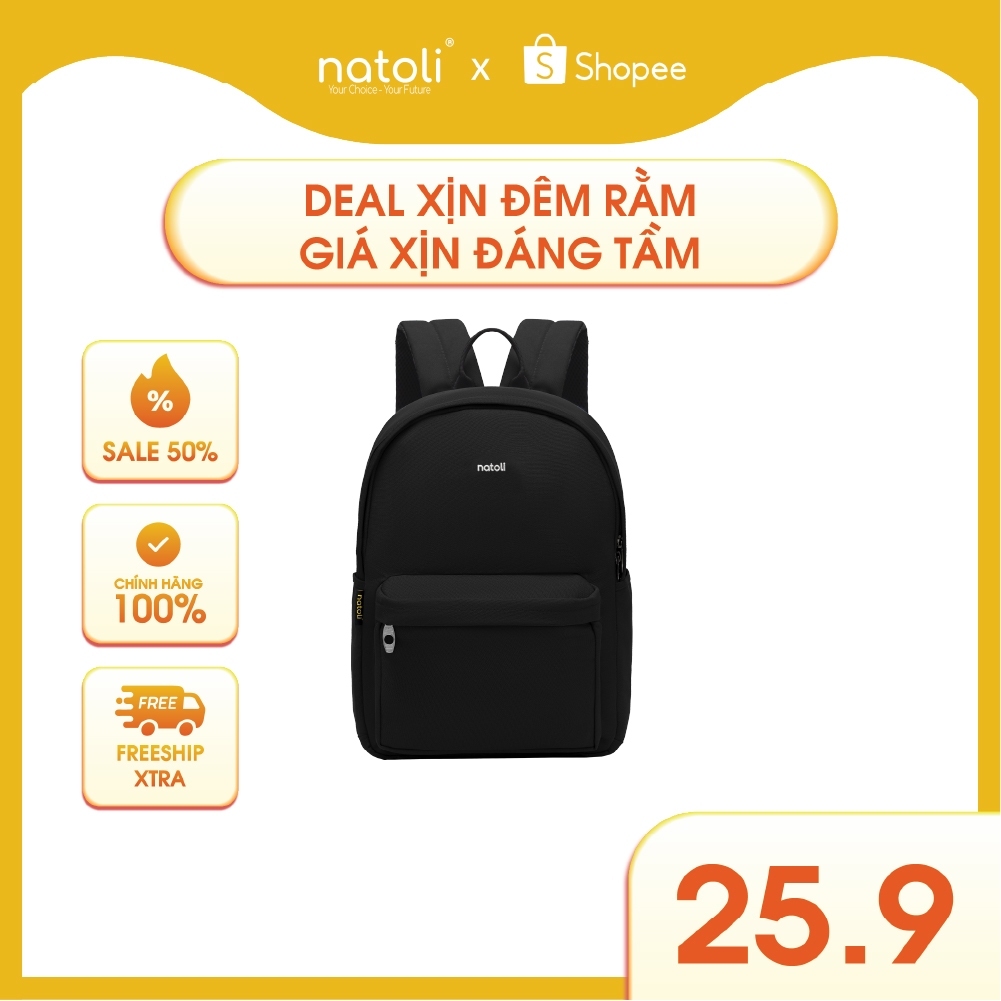 Balo đi học nam nữ thương hiệu NATOLI nhiều ngăn chống nước tốt - Basic Backpack B2