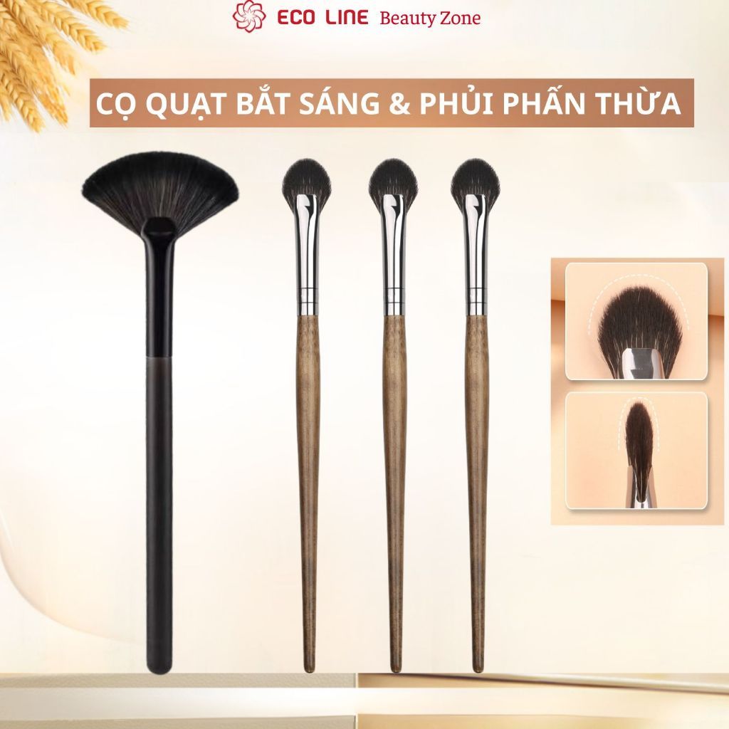 Cọ bắt sáng hình quạt lông cọ siêu mềm mịn giúp làm sáng và phủi bụi phấn  BSHQ01