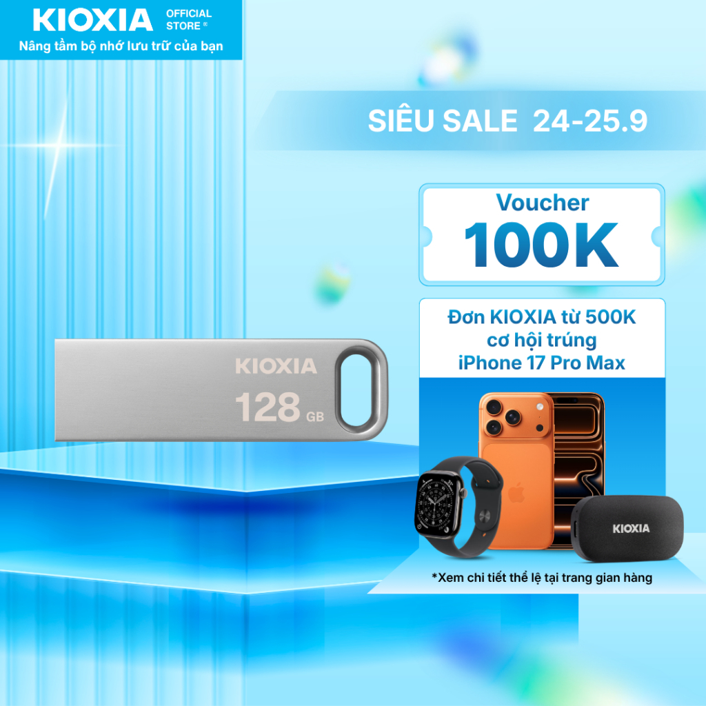 USB 3.2 KIOXIA TransMemory U366 64GB/128GB upto 200MB/s - Bảo hành 5 năm