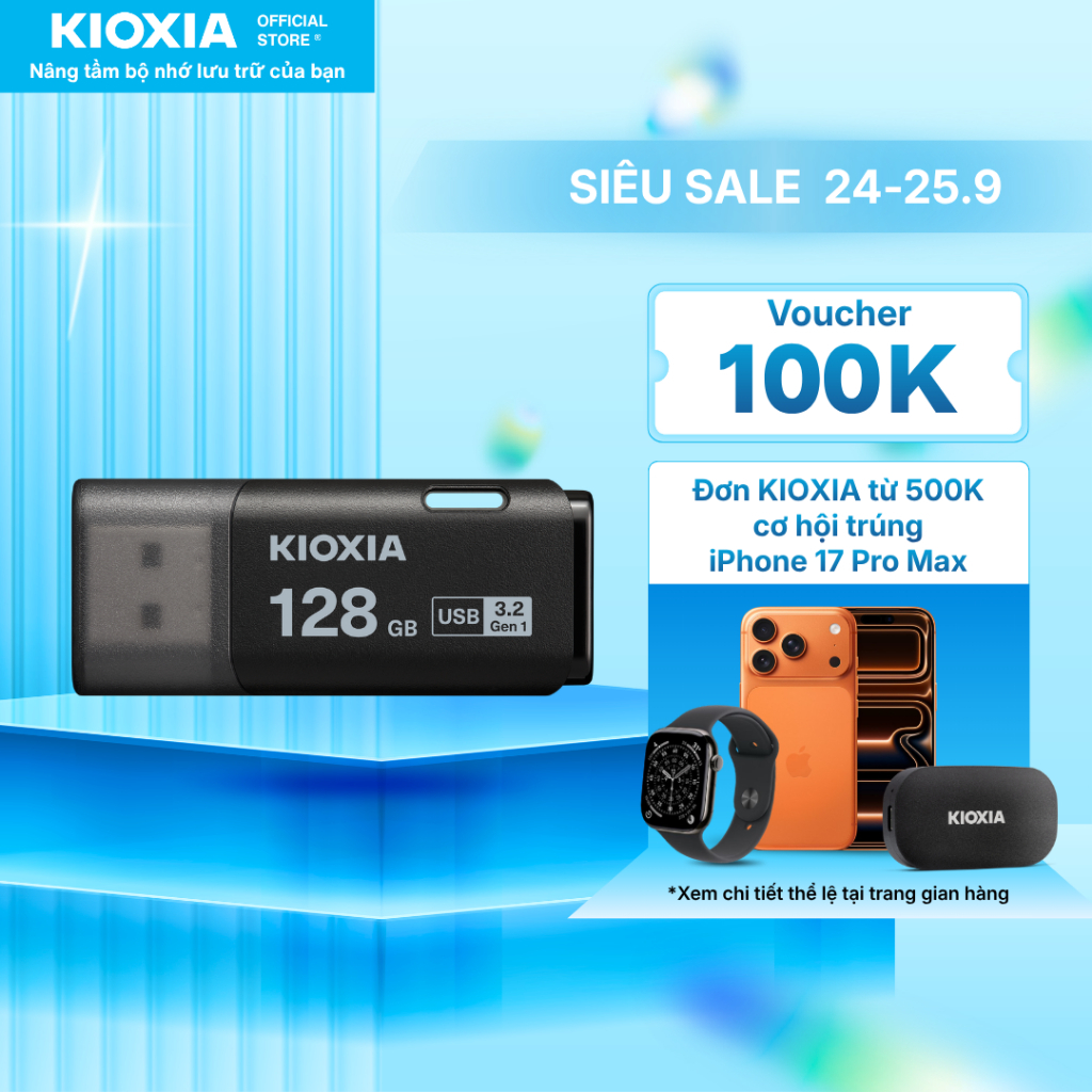 USB 3.2 KIOXIA TransMemory U301 32GB / 64GB / 128GB upto 100MB/s (Read) - Bảo hành 5 năm