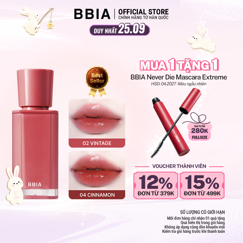 Son tint bóng căng mọng, trong trẻo BBIA Glow Tint