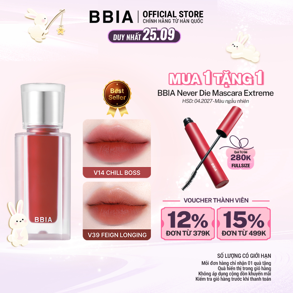 Son kem nhung thuần chay, nhẹ môi BBIA Last Velvet Tint V Edition 5g