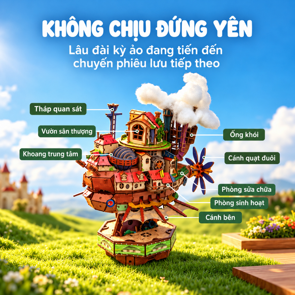【Mô Hình Lâu Đài Di Động】Gỗ 3D | DIY Lắp Ráp | Có Đèn LED | Có Thể Chuyển Động | Sạc Điện | Quà Tặng | BigBuy360 - bigbuy360.vn