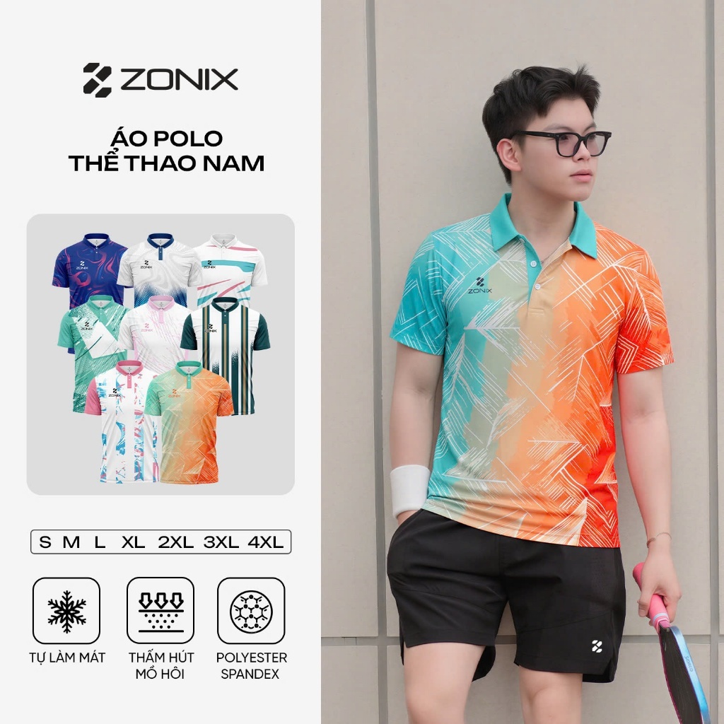 Áo polo thể thao nam, áo thun polo pickleball tennis cầu lông cooling fabric làm mát chủ động Zonix -  ZMP09016