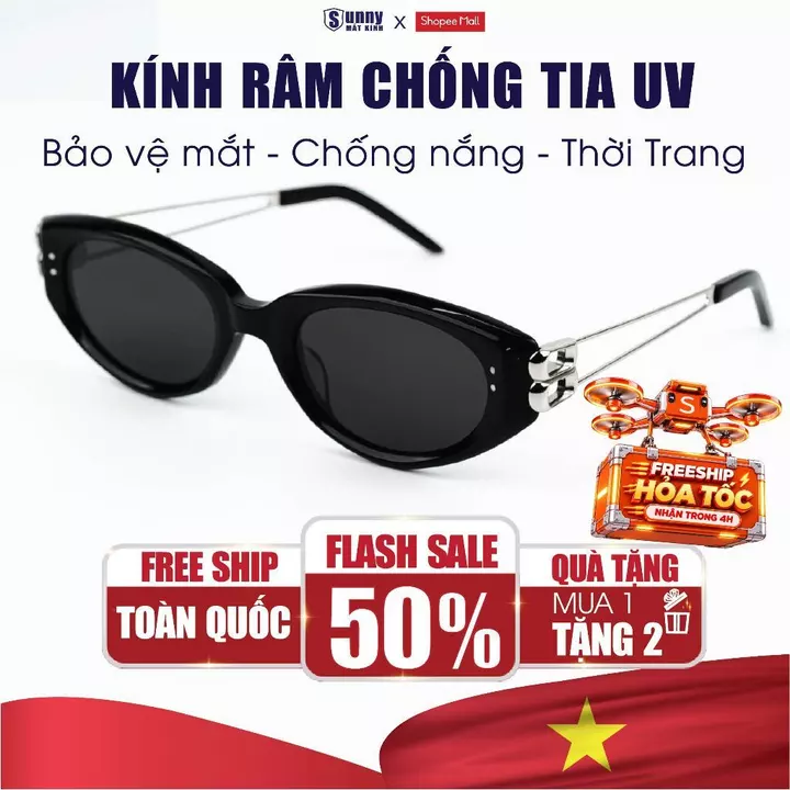 Kính Râm Mắt Mèo Chống Tia UV SUNNY MẮT KÍNH Phụ Kiện Thời Trang Chống Nắng Bảo Vệ Mắt Toàn Diện Đi Chơi Đi Học