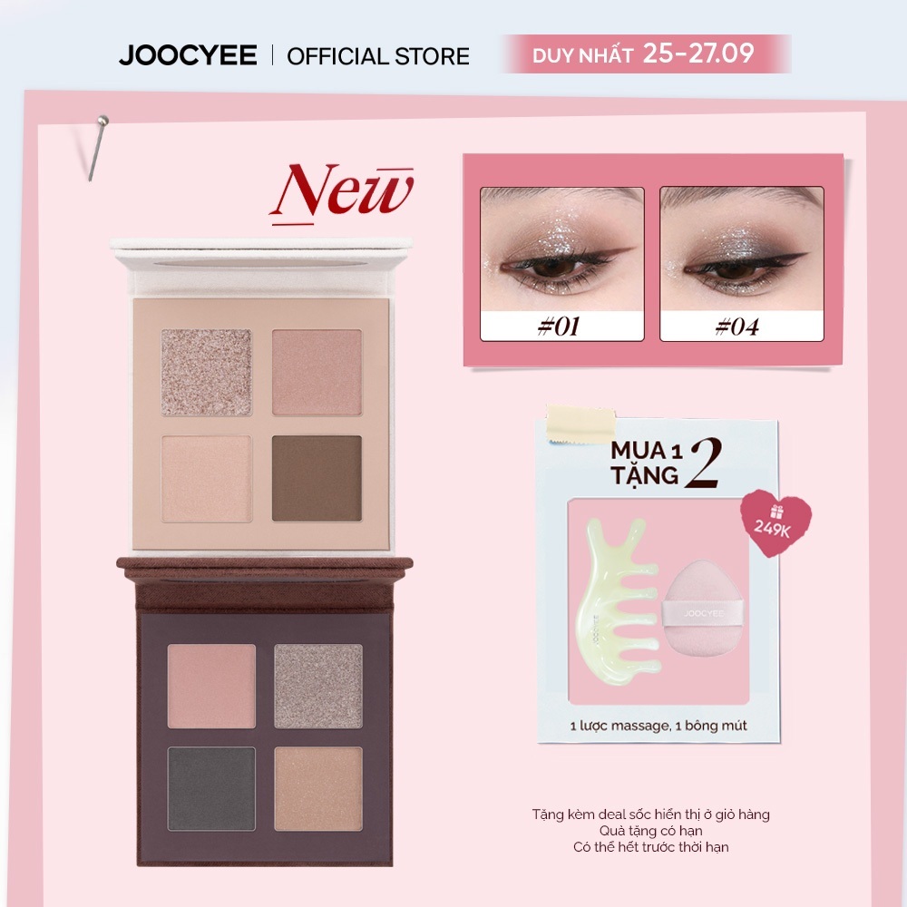 [NEW] Bảng mắt 4 ô mini JOOCYEE MINI QUAD EYESHADOW bảng màu sang trọng, dễ dùng cho người mới makeup