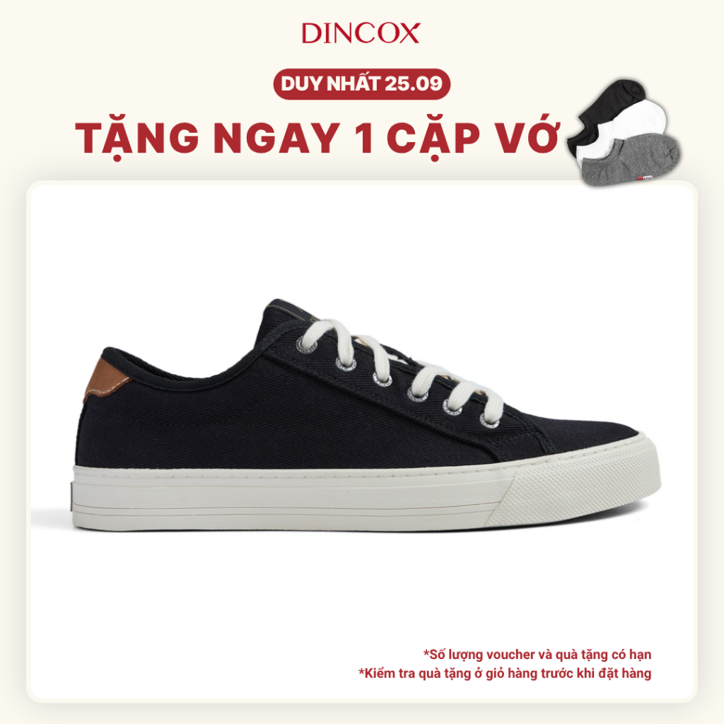 Giày Sneaker Nam Nữ Vải Canvas DINCOX E12 Black Đơn Giản Thanh Lịch - Unisex Sneaker
