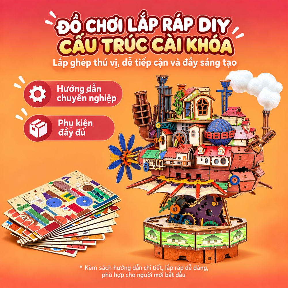 【Mô Hình Lâu Đài Di Động】Gỗ 3D | DIY Lắp Ráp | Có Đèn LED | Có Thể Chuyển Động | Sạc Điện | Quà Tặng | BigBuy360 - bigbuy360.vn