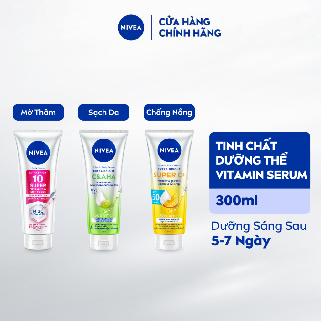 Tinh Chất Dưỡng Thể NIVEA Vitamin Serum - Dưỡng Sáng Da Sau 7 Ngày 300ml - 93824/99197/99195/99190/99192