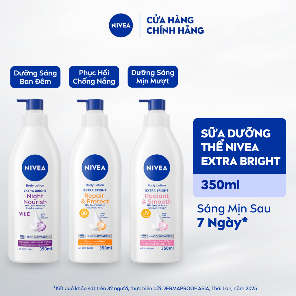 Sữa Dưỡng Thể NIVEA Extra Bright Dưỡng Da Sáng Mịn Sau 7 Ngày 350ml -  88311/98413/98412