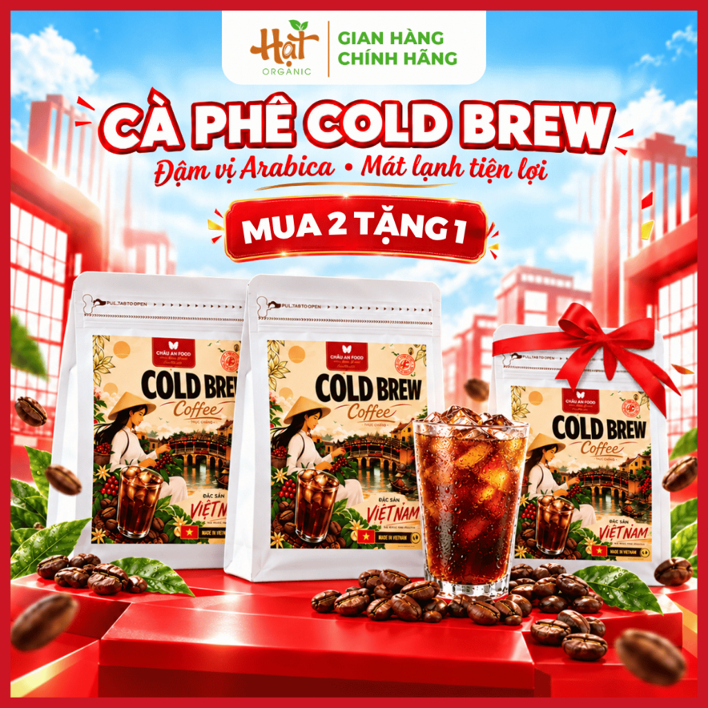 [COMBO 3 TÚI] Cà Phê Cold Brew 100% Arabica Túi Lọc Pha Lạnh 24H Đậm Vị, Ít Chua, Tiện Lợi