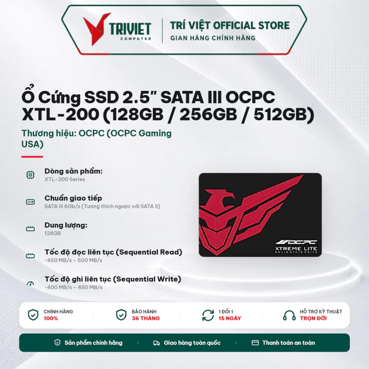Ổ Cứng Gắn Trong SSD OCPC XTL-200 (128GB/256GB/512GB) 2.5 Inch SATA III 6Gb/s – Ổ Cứng SSD Máy Tính Laptop Tốc Độ Cao