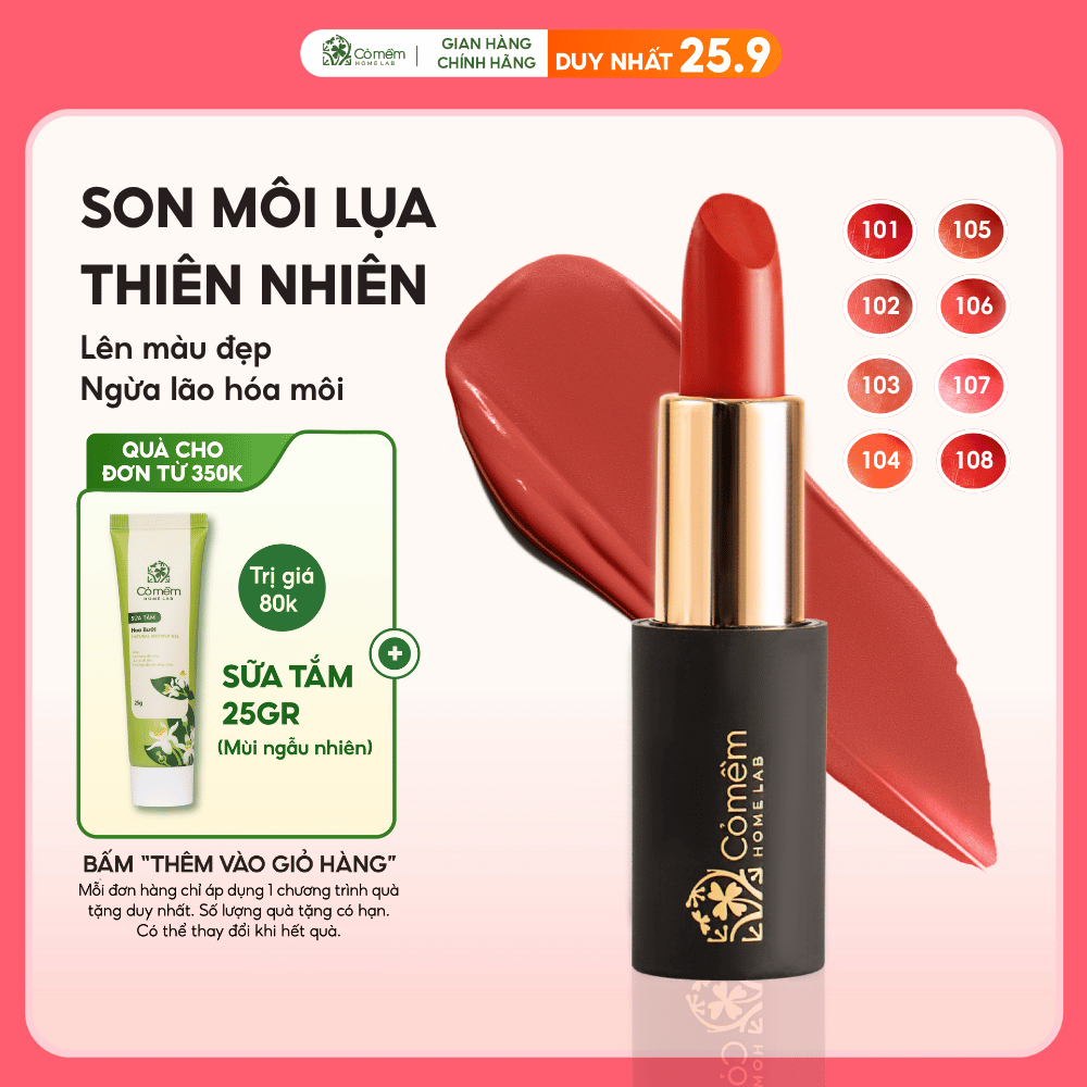 Son Môi Lụa Thành Phần Thiên Nhiên Bảng Màu Đẹp Đa Dạng Cỏ Mềm 4g