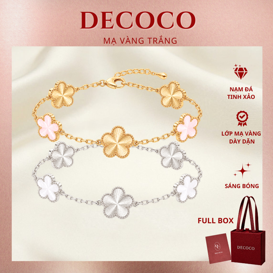 Vòng tay nữ LENA charm hoa 5 cánh may mắn mạ vàng DECOCO ( kèm Túi hộp )