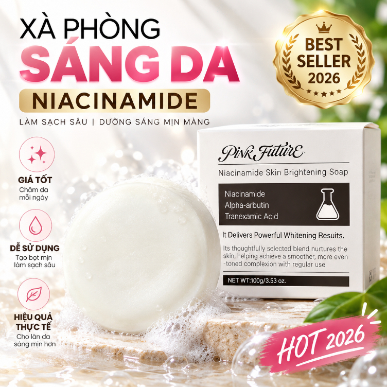 Xà Phòng Sáng Da Niacinamide Pink Future 100g Hỗ Trợ Làm Sạch Da Sáng Mịn Giảm Xỉn Màu Da Dưỡng Hằng Ngày