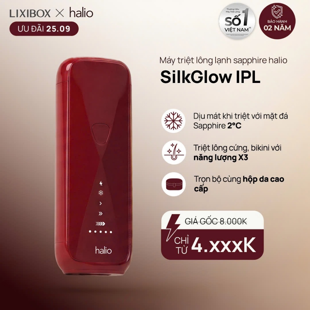 Máy Triệt Lông Lạnh Saphire Halio SilkGlow IPL - Rouge