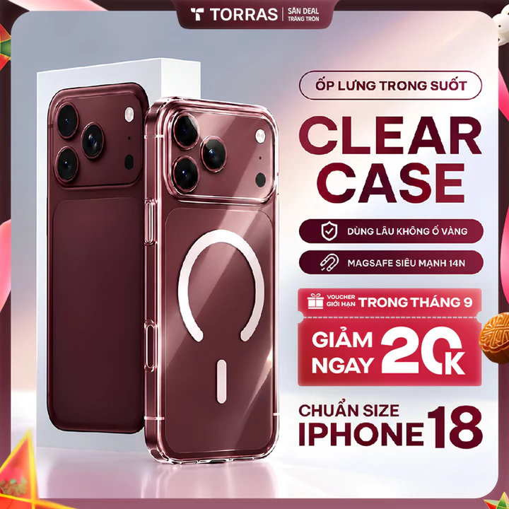 [Không Ố Vàng] Ốp Lưng iPhone Trong Suốt TORRAS Bảo Hành Kèm Bảo Vệ Camera 17 Pro Max 15 16 14 13 12 11 Plus Air