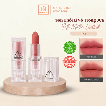 Son Thỏi Lì Vỏ Trong 3CE Soft Matte Lipstick 3.5g