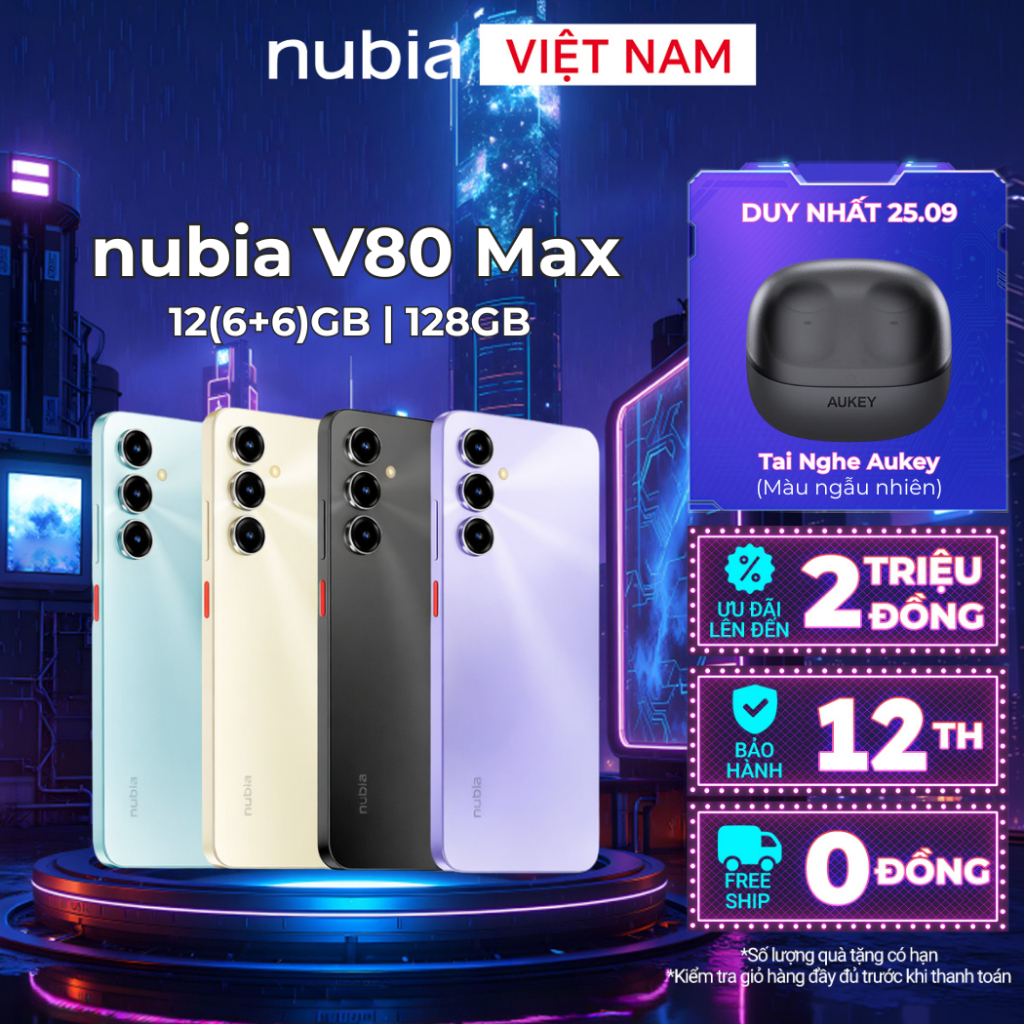 Điện thoại di động Nubia V80 Max 12GB(6+6)/128GB I Có NFC I Pin 6000mAh I Màn hình 6.9" 120Hz I Chính Hãng