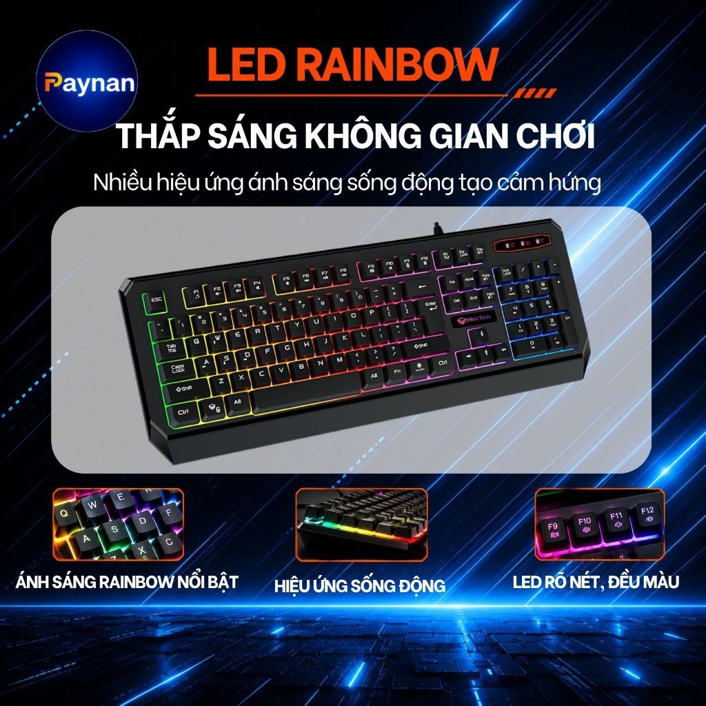 Bàn Phím Gaming Meetion K9320 Fullsize 104 Phím Chống Ồn Led Nền Rainbow Thiết Kế Chuyên Game | BigBuy360 - bigbuy360.vn
