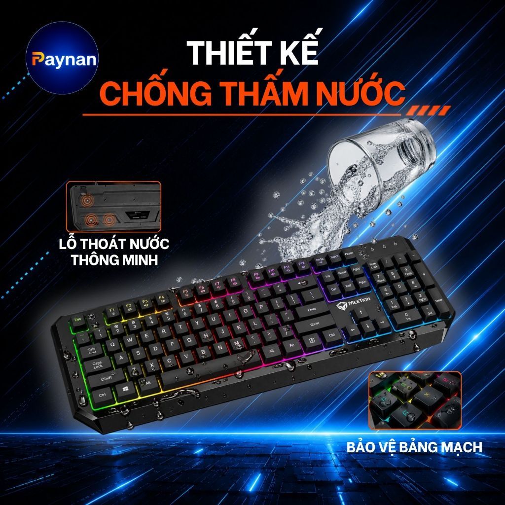 Bàn Phím Gaming Meetion K9320 Fullsize 104 Phím Chống Ồn Led Nền Rainbow Thiết Kế Chuyên Game | BigBuy360 - bigbuy360.vn