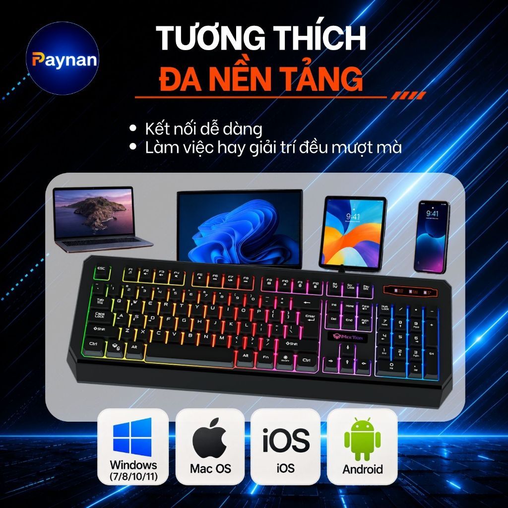 Bàn Phím Gaming Meetion K9320 Fullsize 104 Phím Chống Ồn Led Nền Rainbow Thiết Kế Chuyên Game | BigBuy360 - bigbuy360.vn