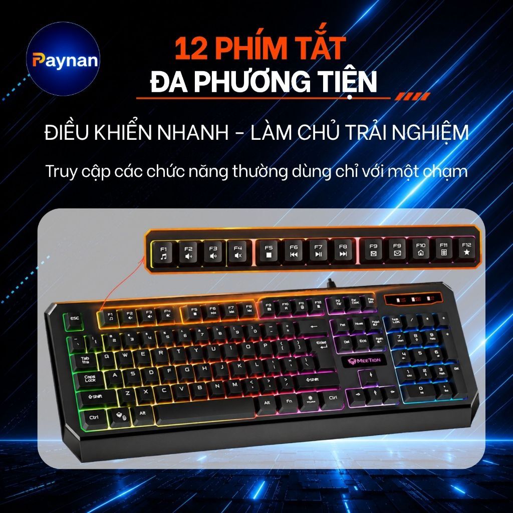Bàn Phím Gaming Meetion K9320 Fullsize 104 Phím Chống Ồn Led Nền Rainbow Thiết Kế Chuyên Game | BigBuy360 - bigbuy360.vn