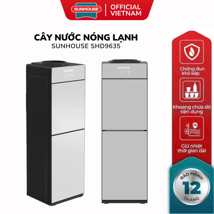 Cây Nước Nóng Lạnh Sunhouse SHD9635 - Bảo Hành 1 Năm, Úp Bình Gọn Gàng, Có Khoang Chứa Đồ Tiện Lợi