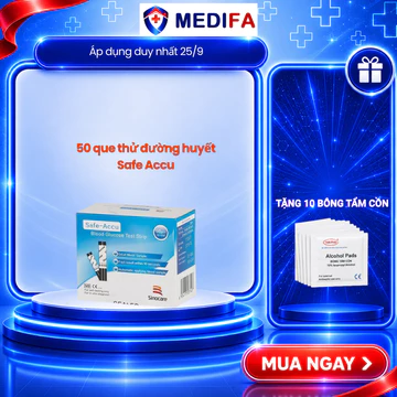 Hộp 50 Que Thử Đường Huyết Safe Accu Dùng Cho Máy Đo Đường Huyết Sinocare Safe Accu, Hàng Chính Hãng